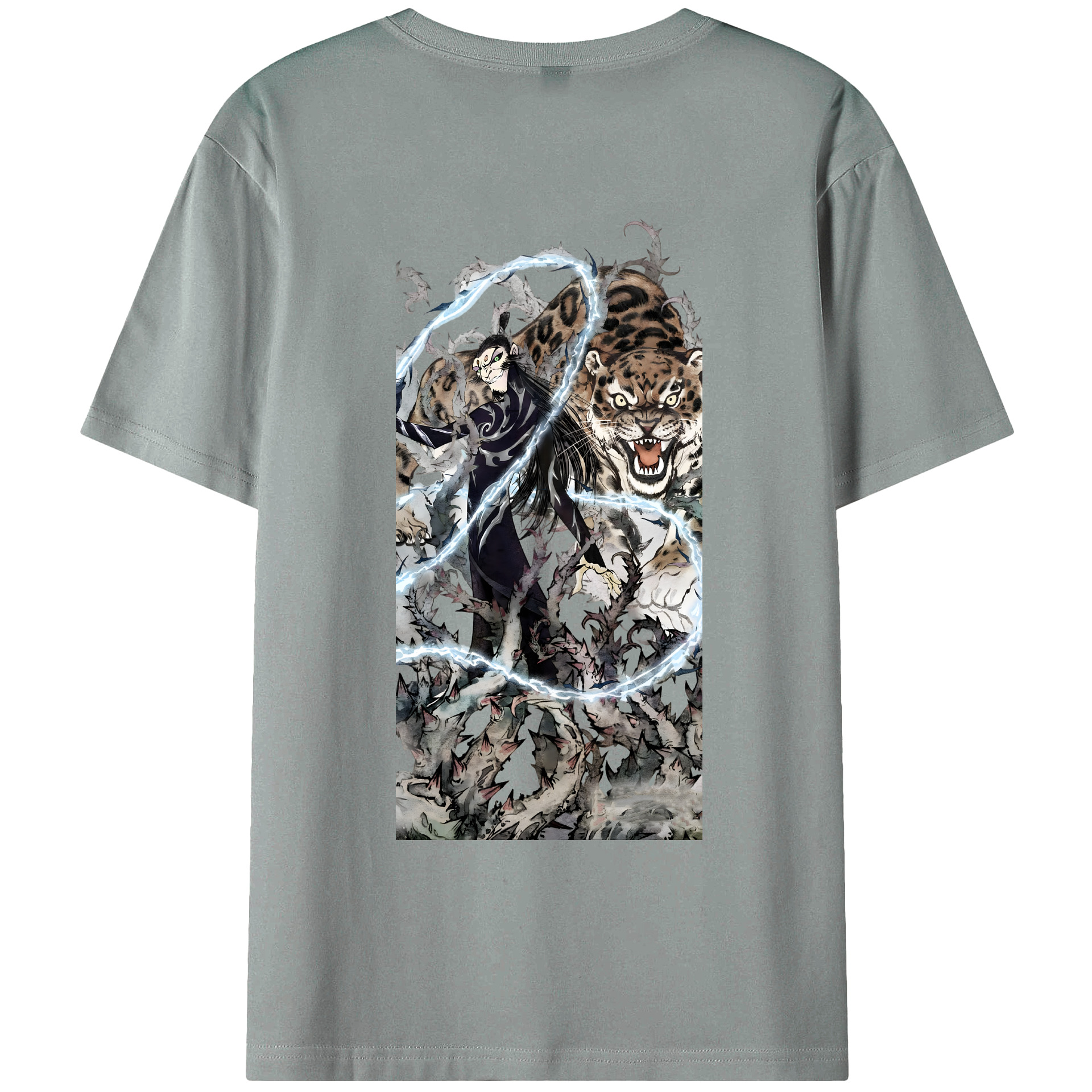 （画像用） Ne Zha 2 ナタ 魔童の大暴れ 綿100％ メンズ半袖Tシャツ（バックプリント） 通気性